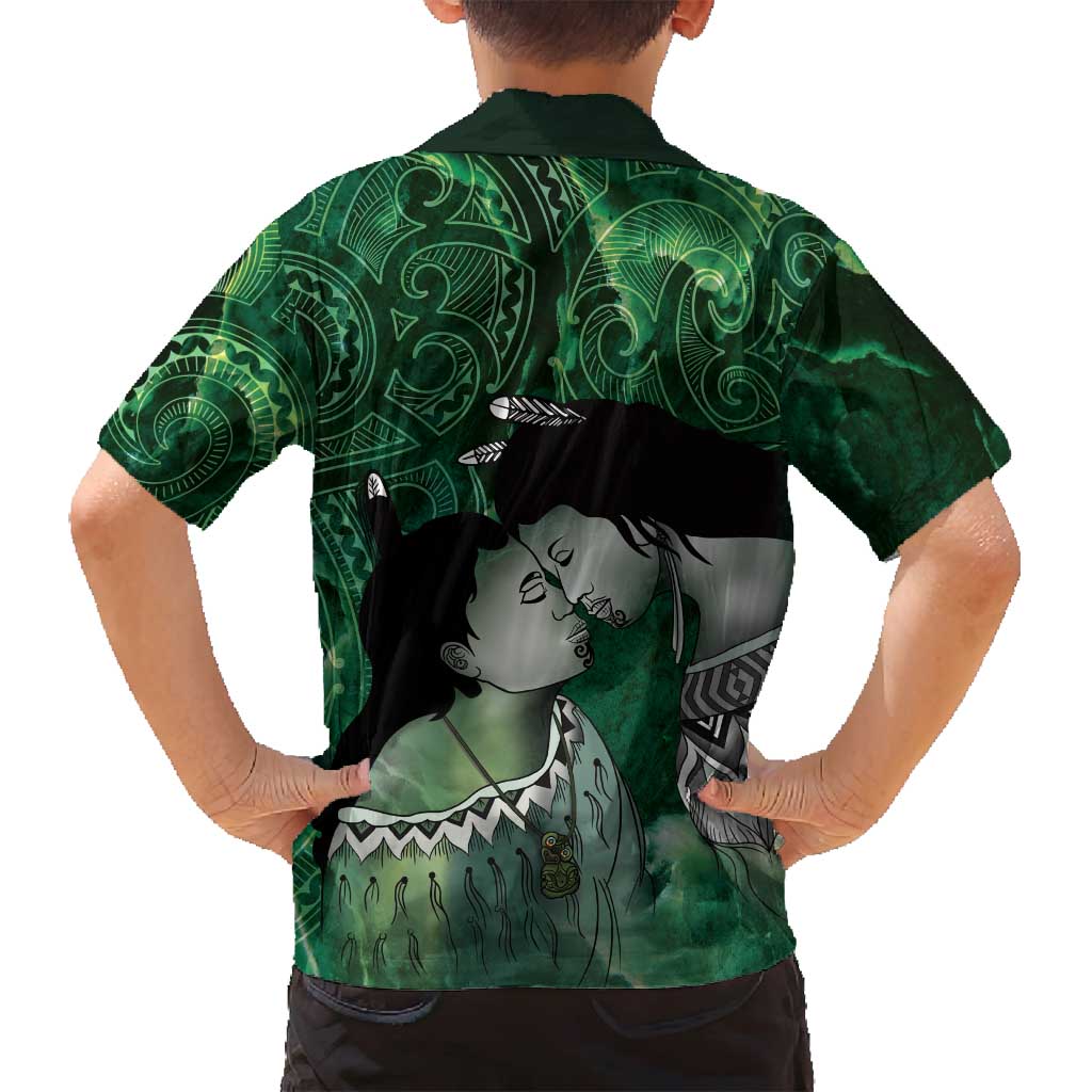 New Zealand Aroha Koe Mama Family Matching Tank Maxi Dress and Hawaiian Shirt Maori Hongi - Pounamu LT7 - Polynesian Pride