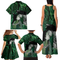 New Zealand Aroha Koe Mama Family Matching Tank Maxi Dress and Hawaiian Shirt Maori Hongi - Pounamu LT7 - Polynesian Pride