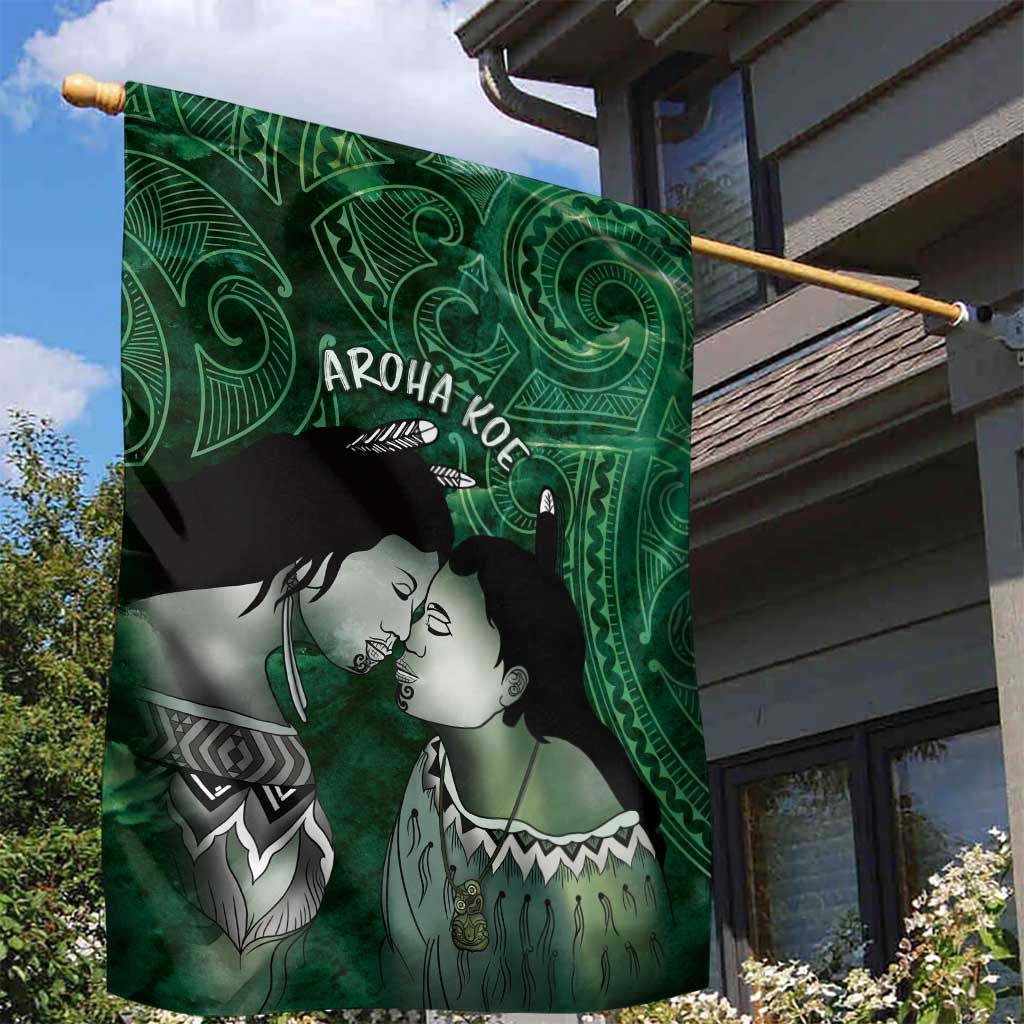 New Zealand Aroha Koe Mama Garden Flag Maori Hongi - Pounamu LT7 - Polynesian Pride