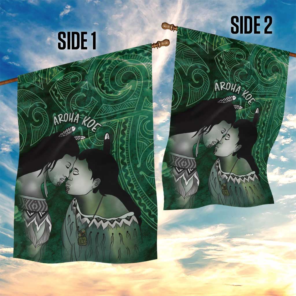 New Zealand Aroha Koe Mama Garden Flag Maori Hongi - Pounamu LT7 - Polynesian Pride