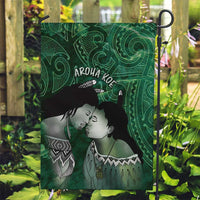 New Zealand Aroha Koe Mama Garden Flag Maori Hongi - Pounamu LT7 Garden Flag Green - Polynesian Pride