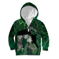 New Zealand Aroha Koe Mama Kid Hoodie Maori Hongi - Pounamu LT7 Zip Hoodie Green - Polynesian Pride