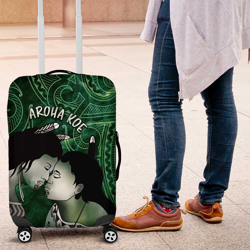 New Zealand Aroha Koe Mama Luggage Cover Maori Hongi - Pounamu LT7 Green - Polynesian Pride