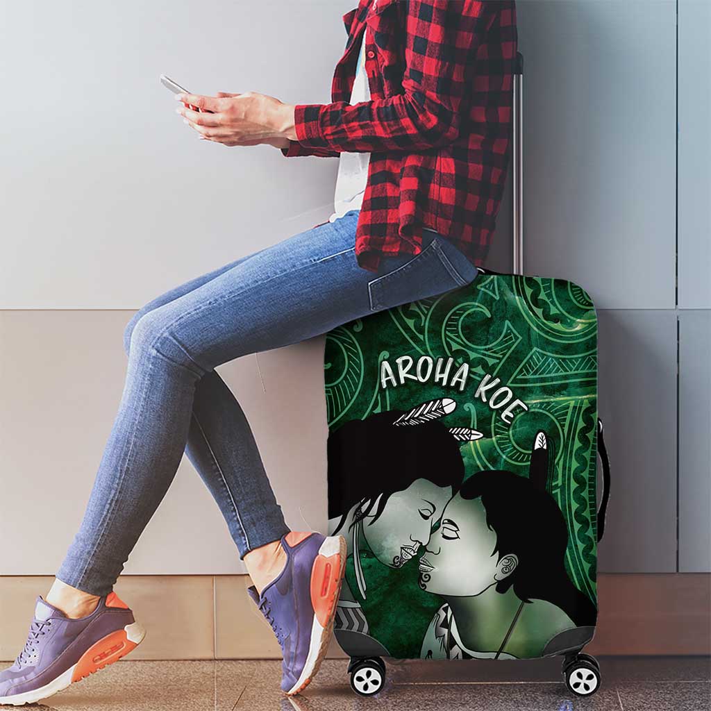 New Zealand Aroha Koe Mama Luggage Cover Maori Hongi - Pounamu LT7 - Polynesian Pride