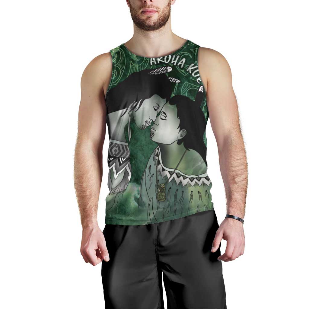 New Zealand Aroha Koe Mama Men Tank Top Maori Hongi - Pounamu LT7 - Polynesian Pride
