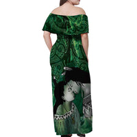 New Zealand Aroha Koe Mama Off Shoulder Maxi Dress Maori Hongi - Pounamu LT7 - Polynesian Pride