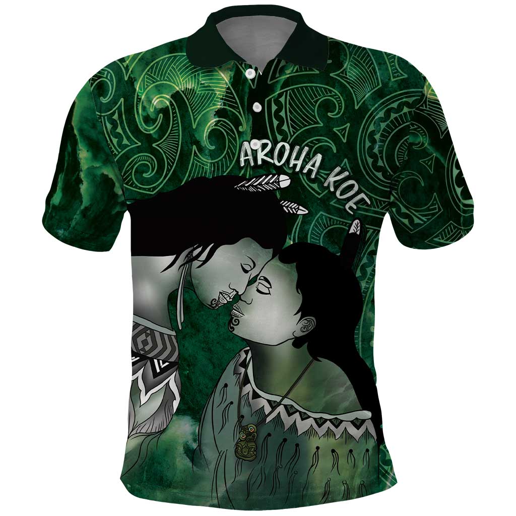 New Zealand Aroha Koe Mama Polo Shirt Maori Hongi - Pounamu LT7 Green - Polynesian Pride