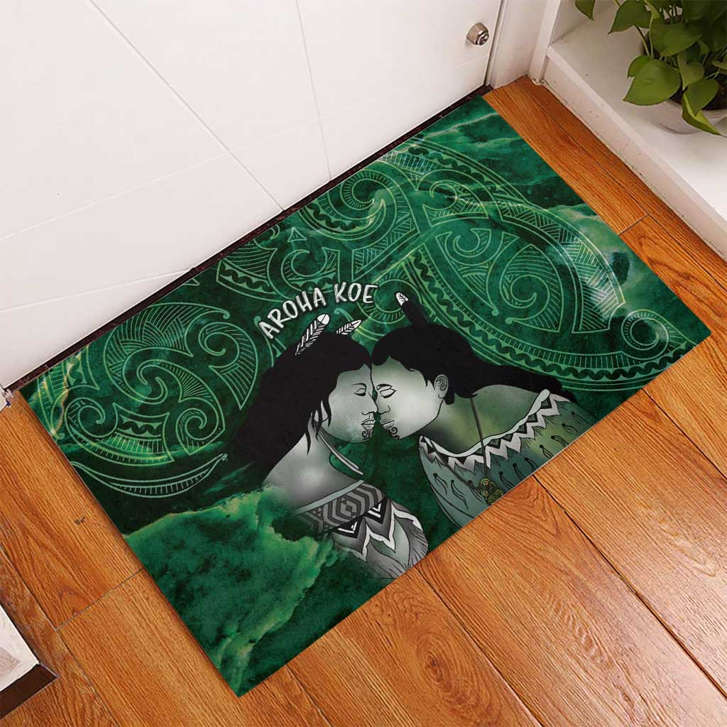 New Zealand Aroha Koe Mama Rubber Doormat Maori Hongi - Pounamu LT7 - Polynesian Pride
