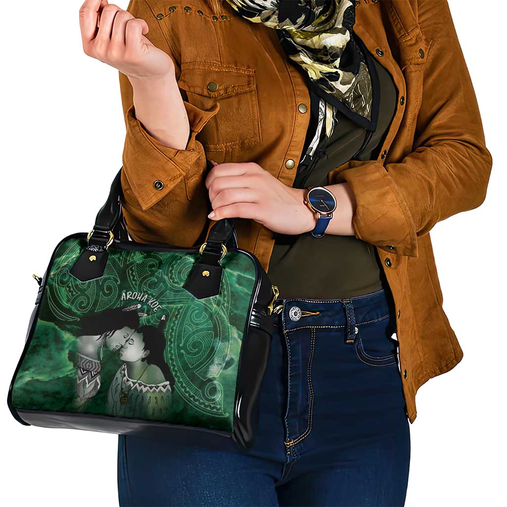 New Zealand Aroha Koe Mama Shoulder Handbag Maori Hongi - Pounamu