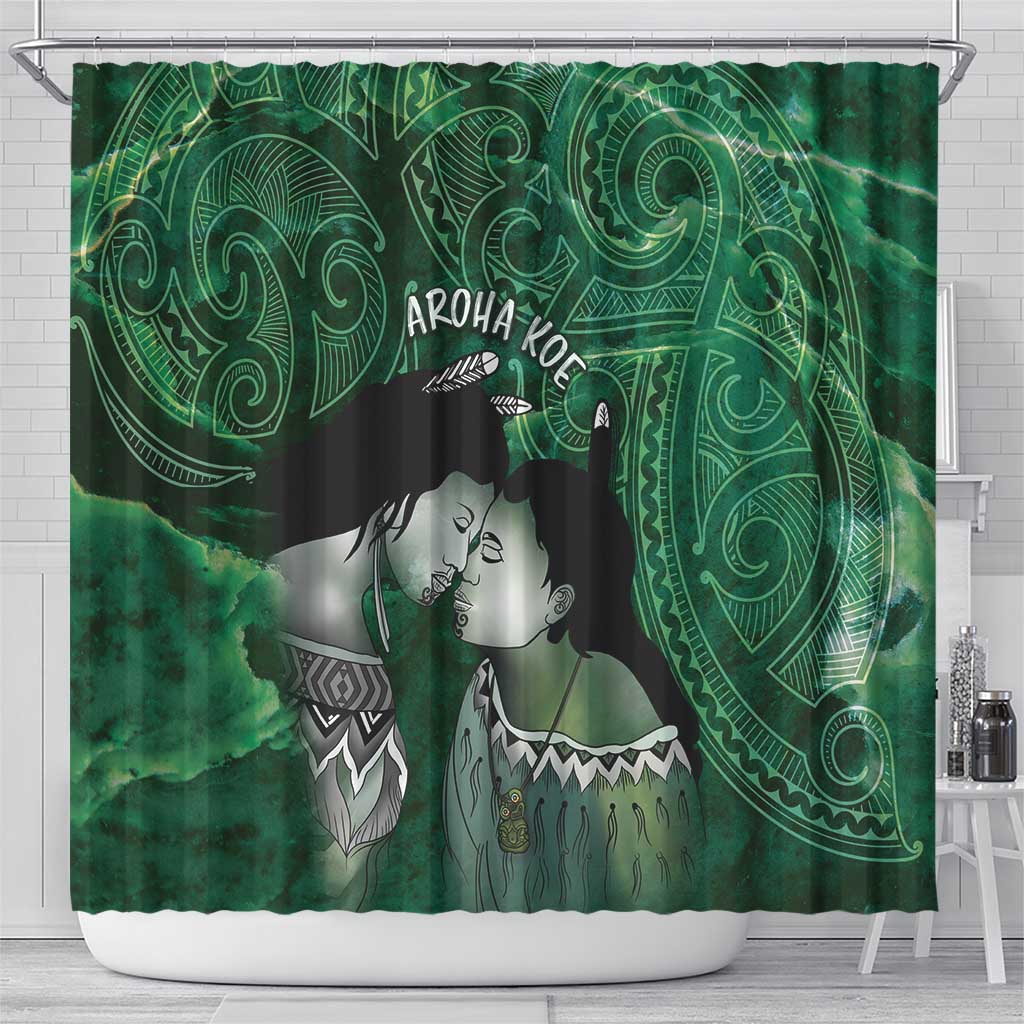 New Zealand Aroha Koe Mama Shower Curtain Maori Hongi - Pounamu LT7 - Polynesian Pride