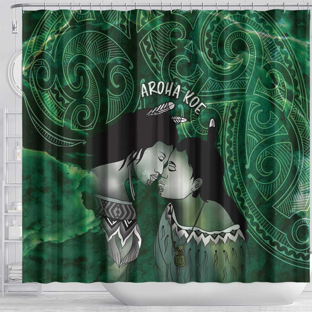 New Zealand Aroha Koe Mama Shower Curtain Maori Hongi - Pounamu LT7 - Polynesian Pride