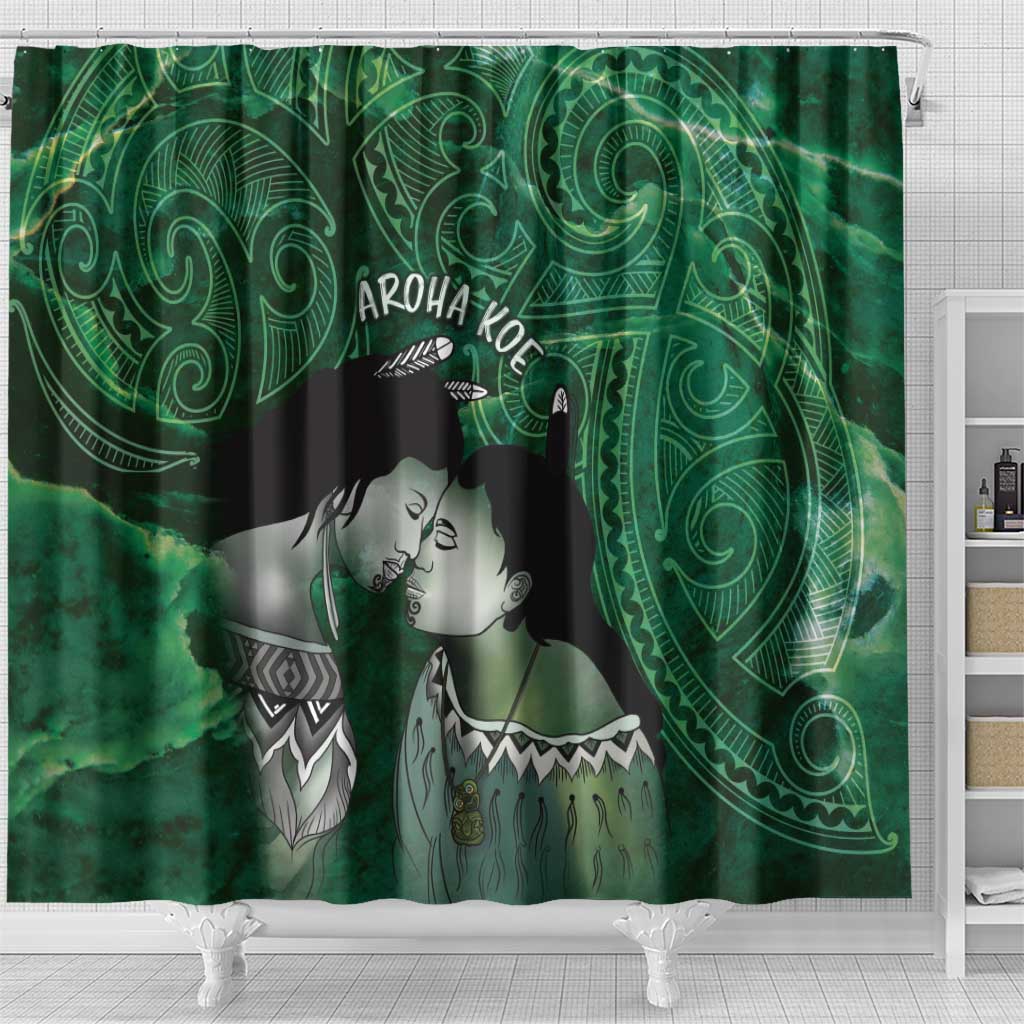 New Zealand Aroha Koe Mama Shower Curtain Maori Hongi - Pounamu LT7 - Polynesian Pride
