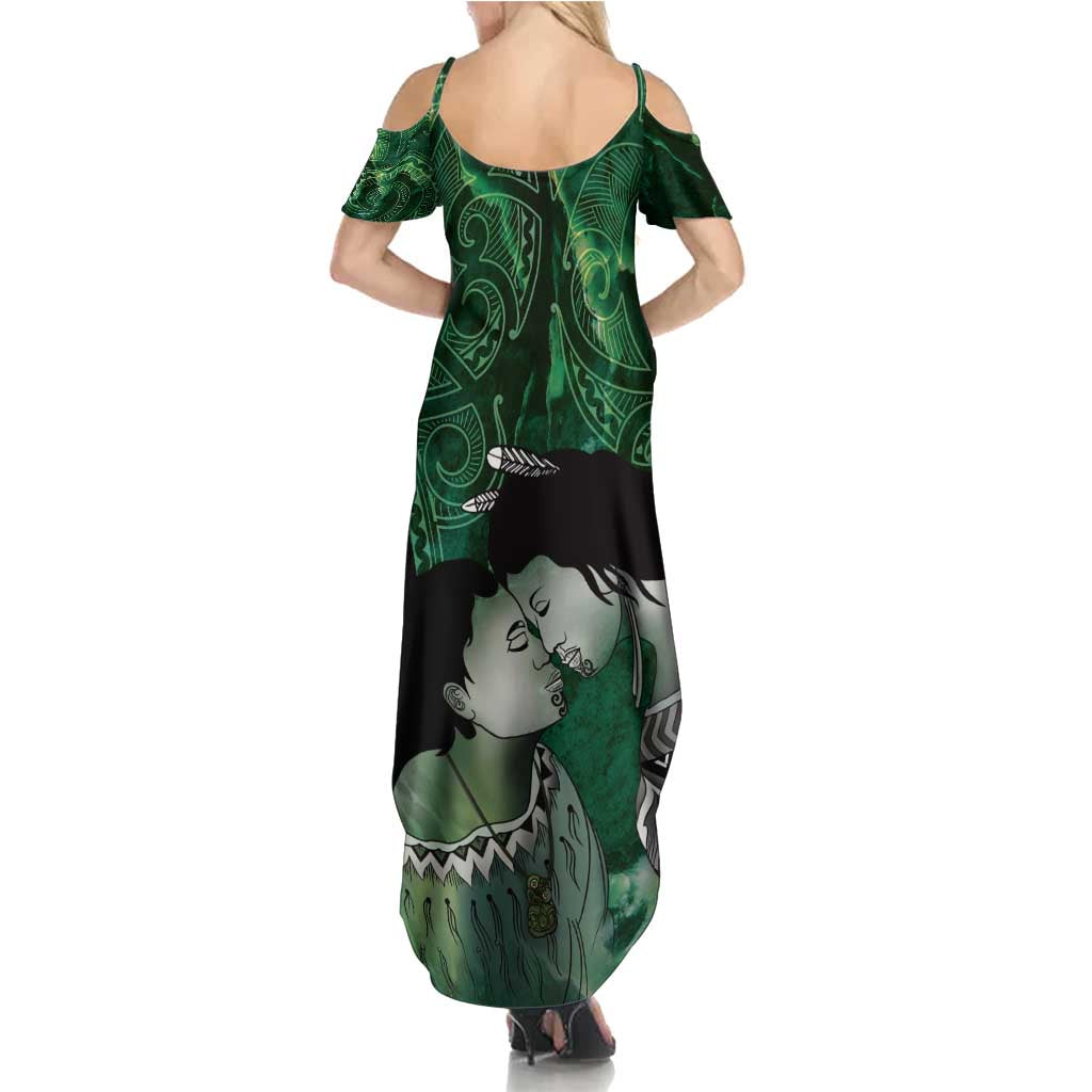 New Zealand Aroha Koe Mama Summer Maxi Dress Maori Hongi - Pounamu LT7 - Polynesian Pride