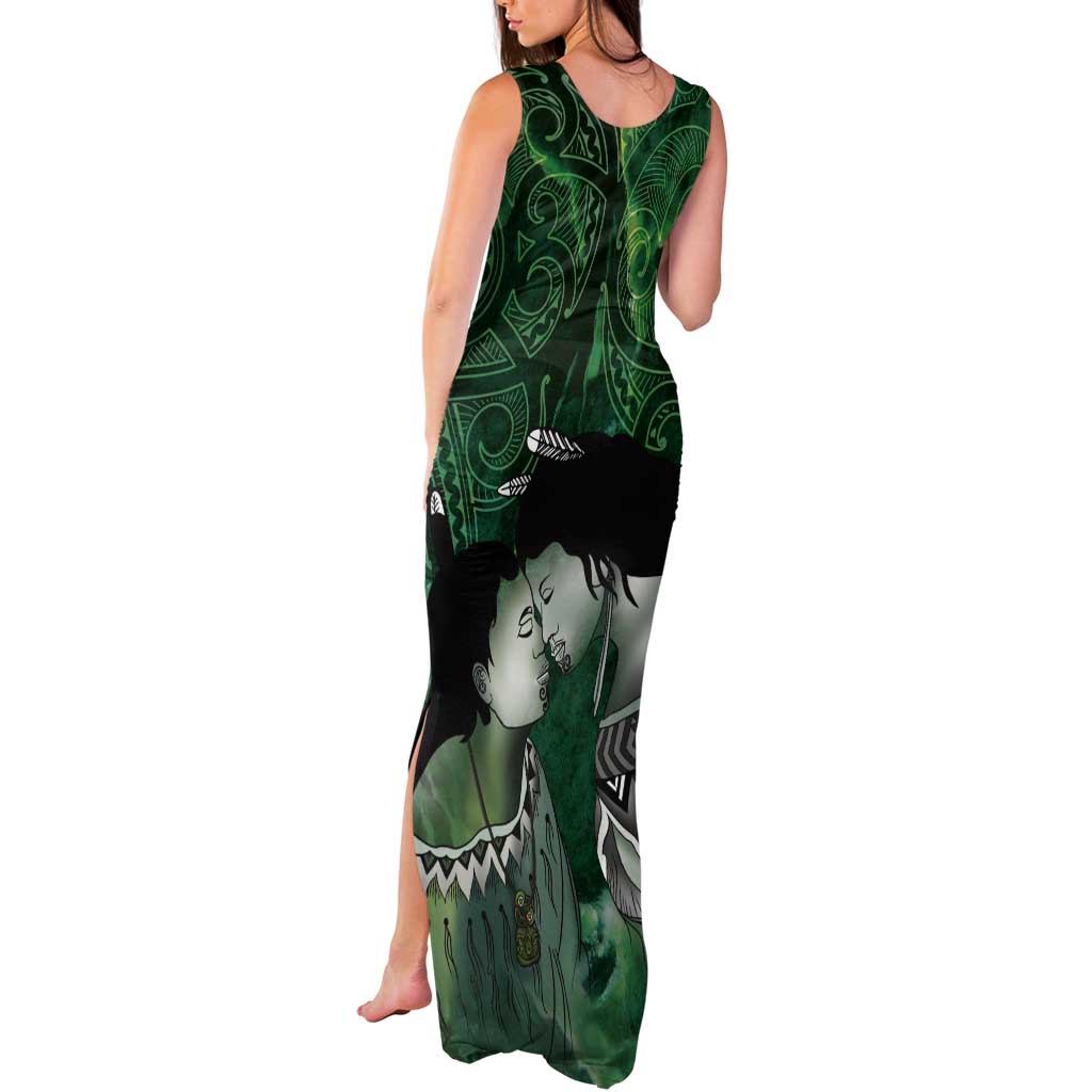 New Zealand Aroha Koe Mama Tank Maxi Dress Maori Hongi - Pounamu LT7 - Polynesian Pride