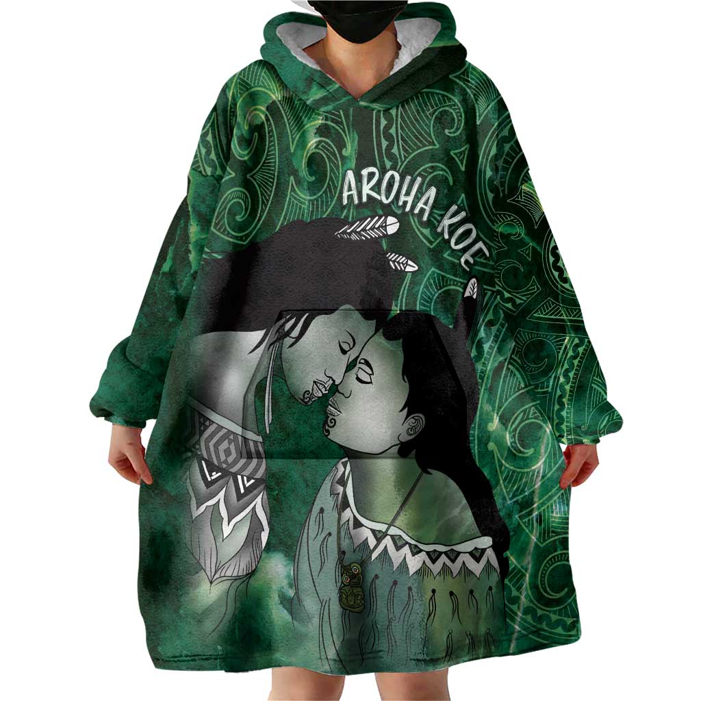 New Zealand Aroha Koe Mama Wearable Blanket Hoodie Maori Hongi - Pounamu LT7 - Polynesian Pride