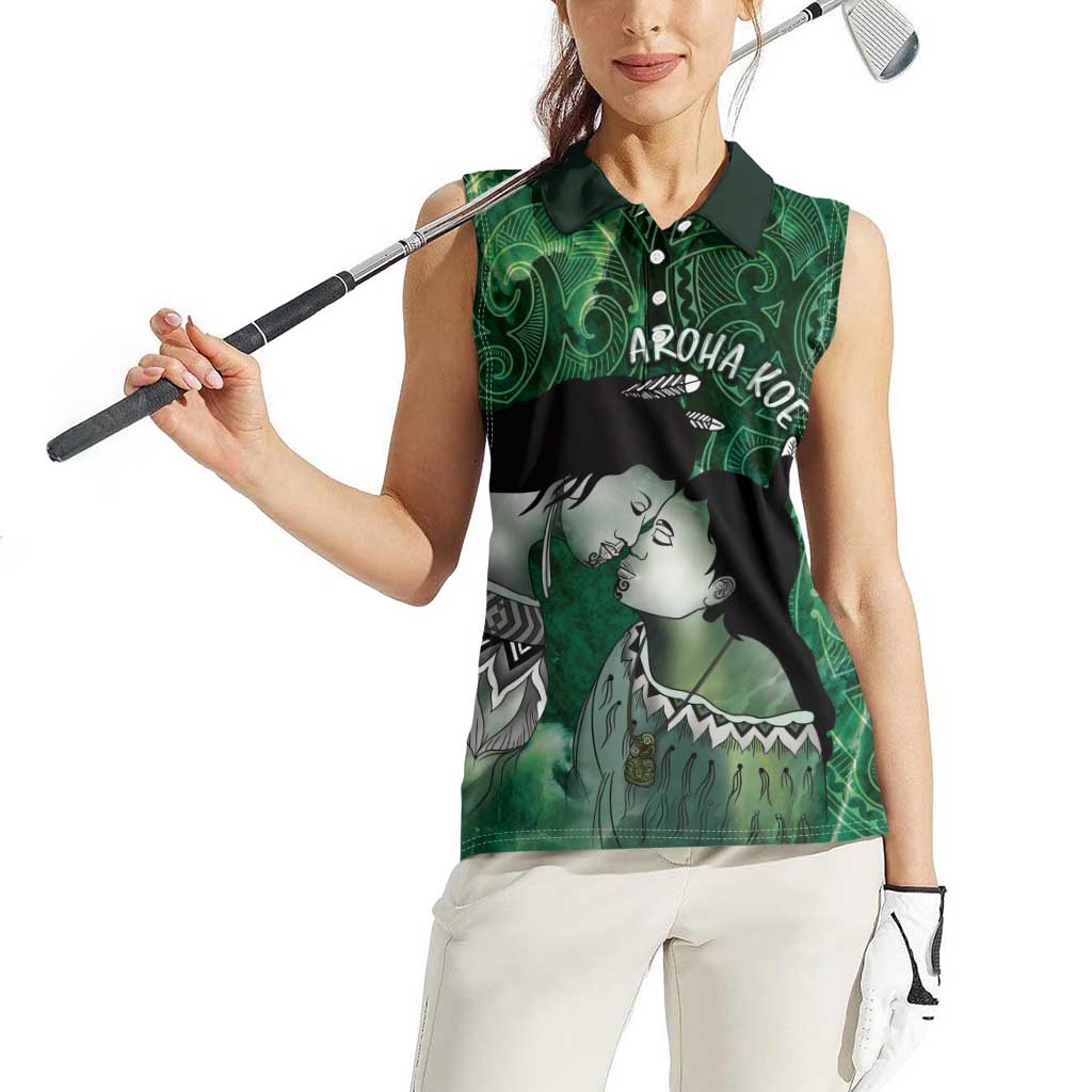 New Zealand Aroha Koe Mama Women Sleeveless Polo Shirt Maori Hongi - Pounamu LT7 - Polynesian Pride