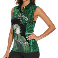 New Zealand Aroha Koe Mama Women Sleeveless Polo Shirt Maori Hongi - Pounamu LT7 - Polynesian Pride