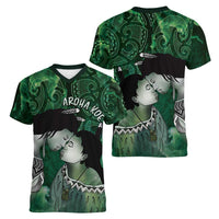 New Zealand Aroha Koe Mama Women V-Neck T-Shirt Maori Hongi - Pounamu LT7 - Polynesian Pride