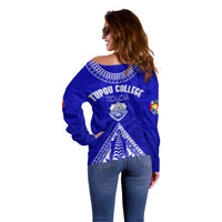 Personalised Tupou College Toloa Off Shoulder Sweater Tongan Kupesi - Special LT7 - Polynesian Pride