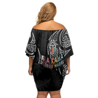 Kia Hara Te reo Maori Family Matching Off Shoulder Short Dress and Hawaiian Shirt Manaia Moko Pattern LT7 - Polynesian Pride