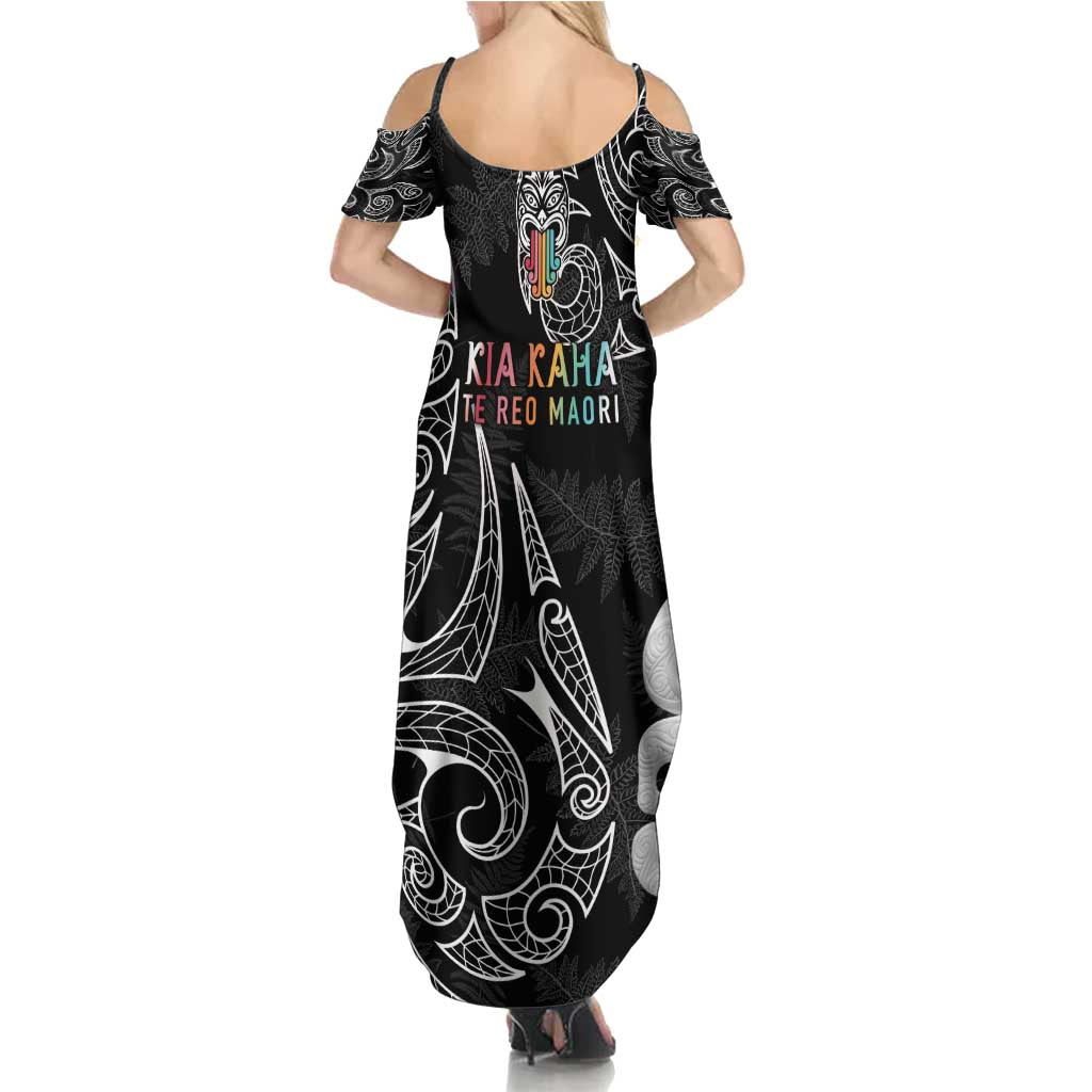 Kia Hara Te reo Maori Family Matching Summer Maxi Dress and Hawaiian Shirt Manaia Moko Pattern LT7 - Polynesian Pride