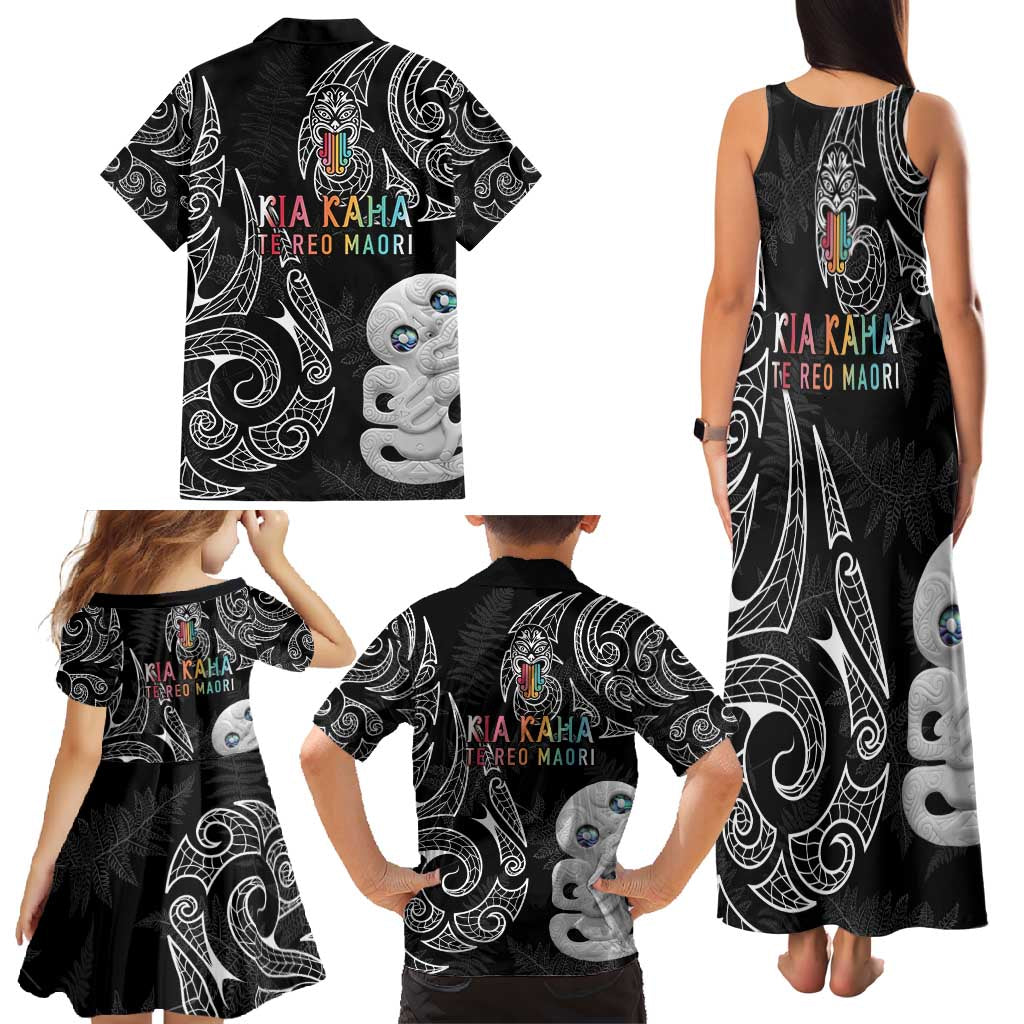 Kia Hara Te reo Maori Family Matching Tank Maxi Dress and Hawaiian Shirt Manaia Moko Pattern LT7 - Polynesian Pride