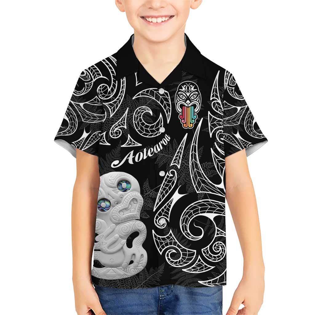 Kia Hara Te reo Maori Hawaiian Shirt Manaia Moko Pattern