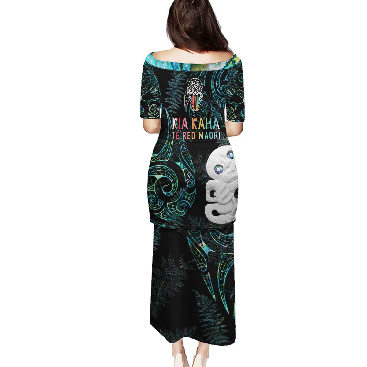 Kia Hara Te reo Maori Family Matching Puletasi and Hawaiian Shirt Manaia Moko Mix Paua Shell LT7 - Polynesian Pride