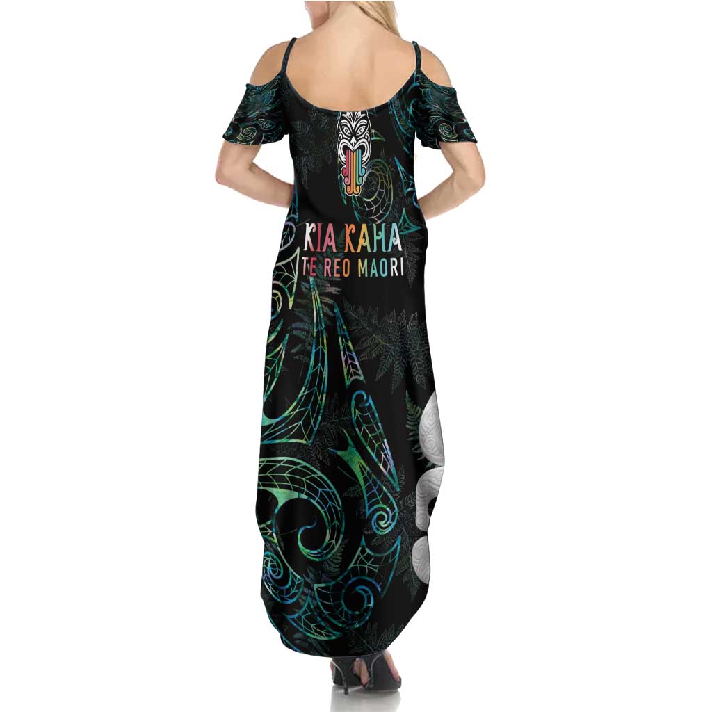 Kia Hara Te reo Maori Family Matching Summer Maxi Dress and Hawaiian Shirt Manaia Moko Mix Paua Shell LT7 - Polynesian Pride