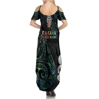 Kia Hara Te reo Maori Family Matching Summer Maxi Dress and Hawaiian Shirt Manaia Moko Mix Paua Shell LT7 - Polynesian Pride