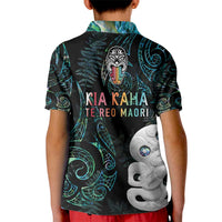 Kia Hara Te reo Maori Kid Polo Shirt Manaia Moko Mix Paua Shell LT7 - Polynesian Pride