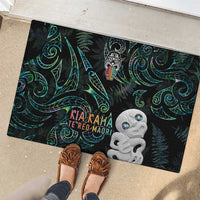 Kia Hara Te reo Maori Rubber Doormat Manaia Moko Mix Paua Shell