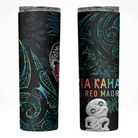 Kia Hara Te reo Maori Skinny Tumbler Manaia Moko Mix Paua Shell LT7 Green - Polynesian Pride