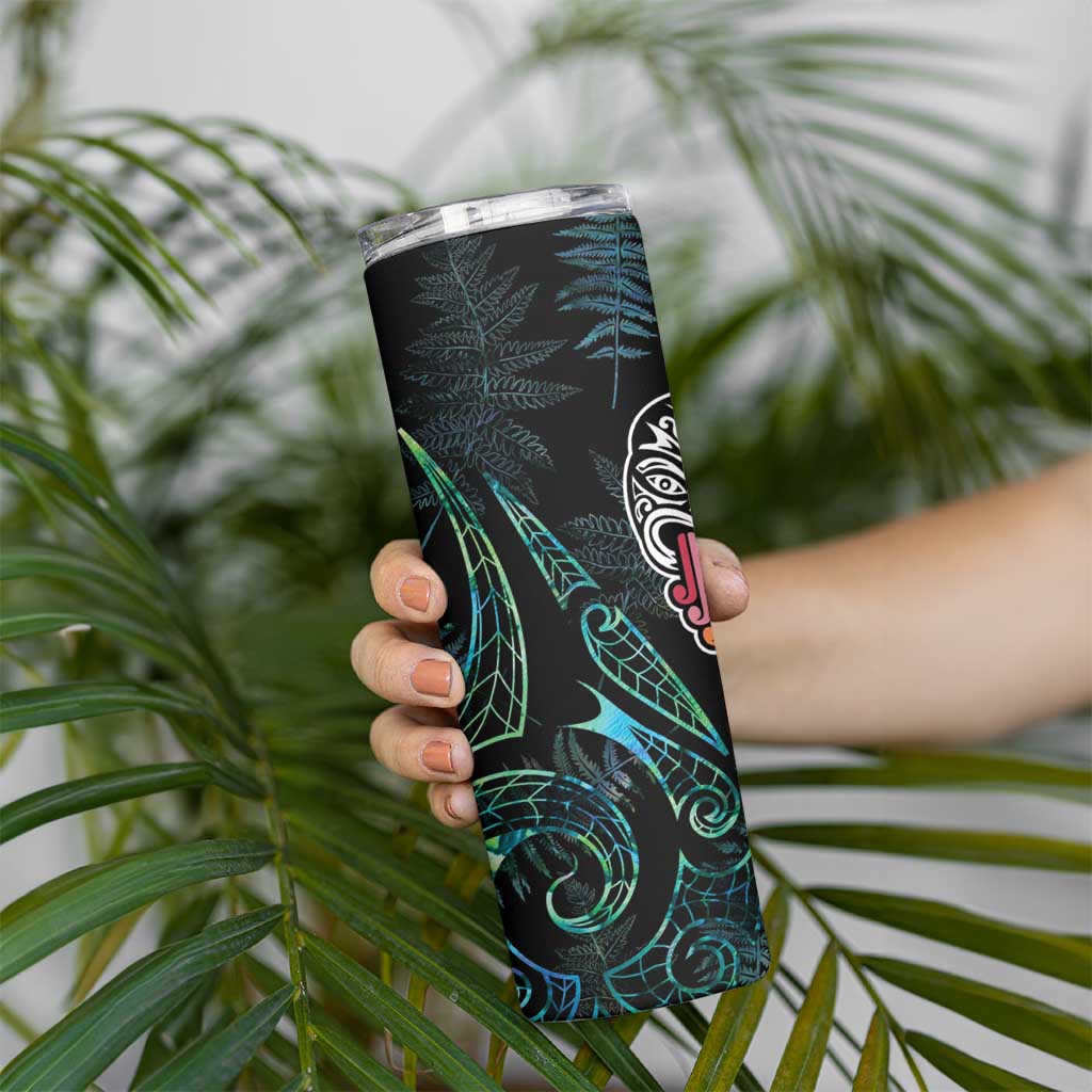 Kia Hara Te reo Maori Skinny Tumbler Manaia Moko Mix Paua Shell LT7 - Polynesian Pride