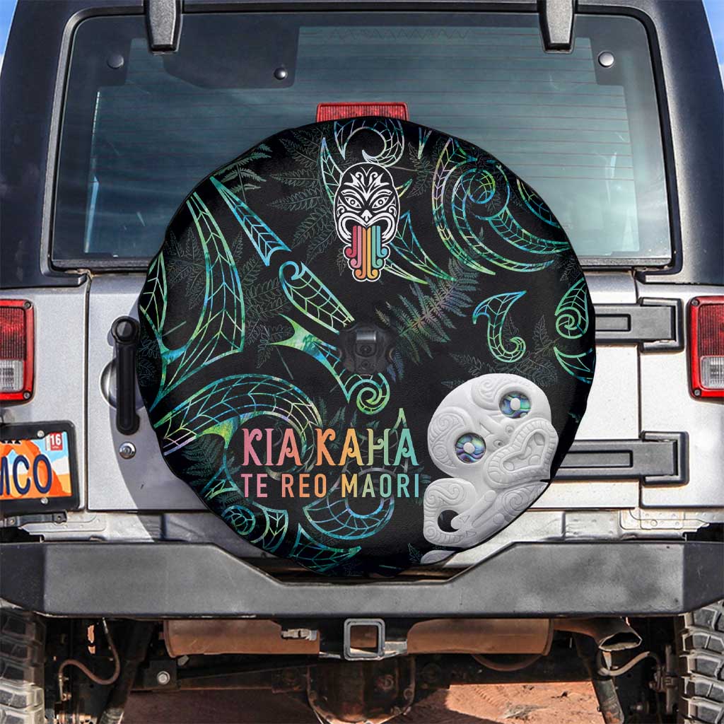 Kia Hara Te reo Maori Spare Tire Cover Manaia Moko Mix Paua Shell LT7 Green - Polynesian Pride