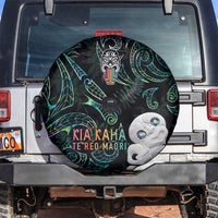 Kia Hara Te reo Maori Spare Tire Cover Manaia Moko Mix Paua Shell LT7 Green - Polynesian Pride