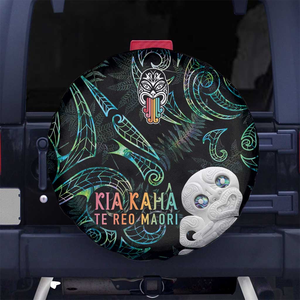 Kia Hara Te reo Maori Spare Tire Cover Manaia Moko Mix Paua Shell LT7 - Polynesian Pride