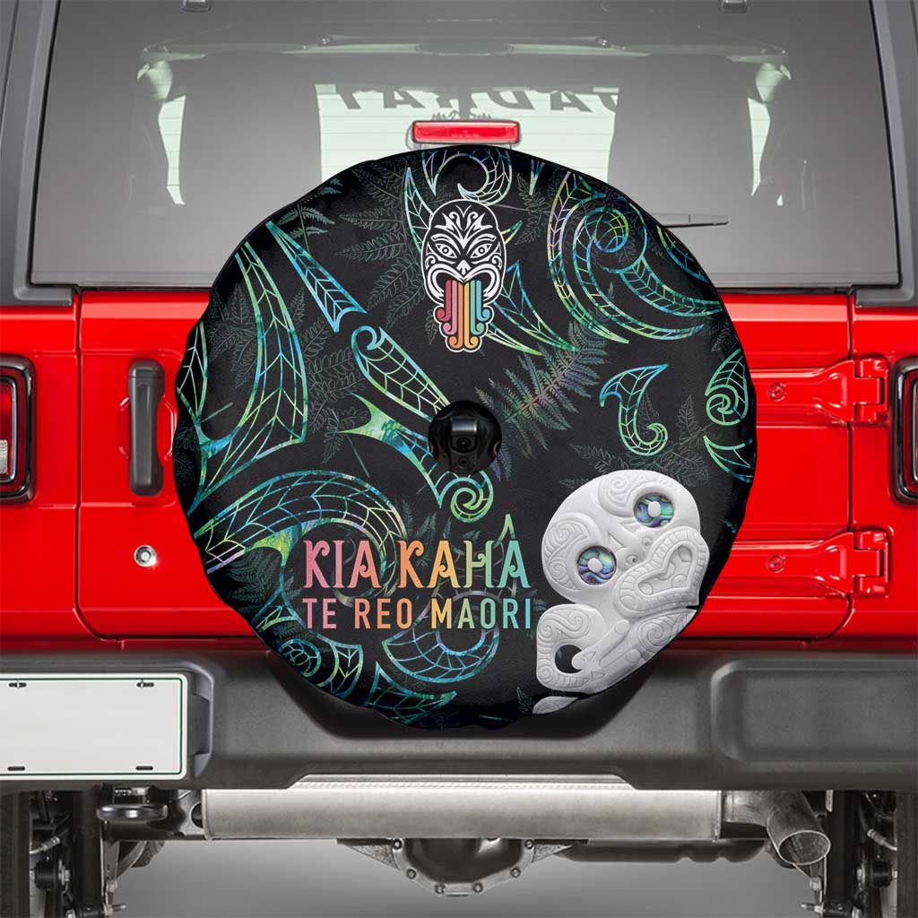 Kia Hara Te reo Maori Spare Tire Cover Manaia Moko Mix Paua Shell LT7 - Polynesian Pride