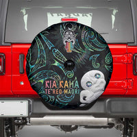 Kia Hara Te reo Maori Spare Tire Cover Manaia Moko Mix Paua Shell LT7 - Polynesian Pride