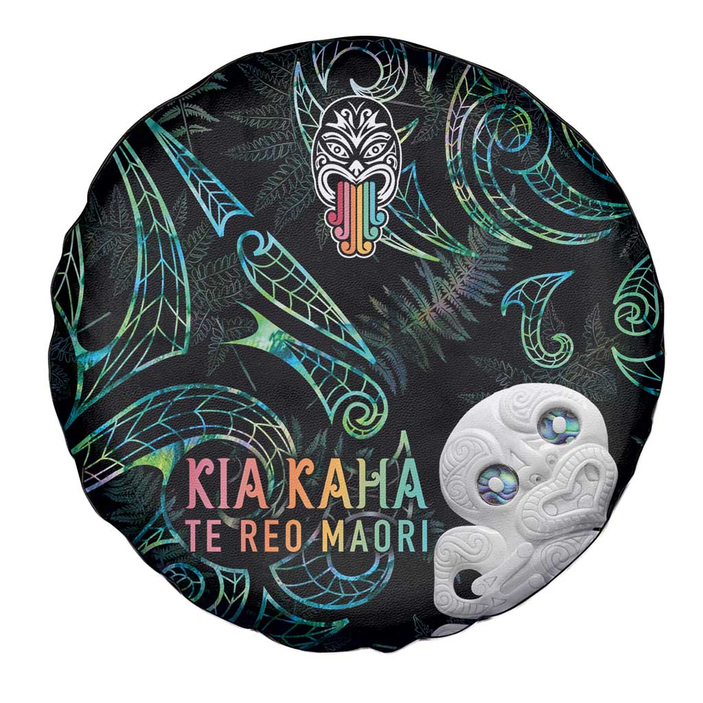 Kia Hara Te reo Maori Spare Tire Cover Manaia Moko Mix Paua Shell LT7 - Polynesian Pride