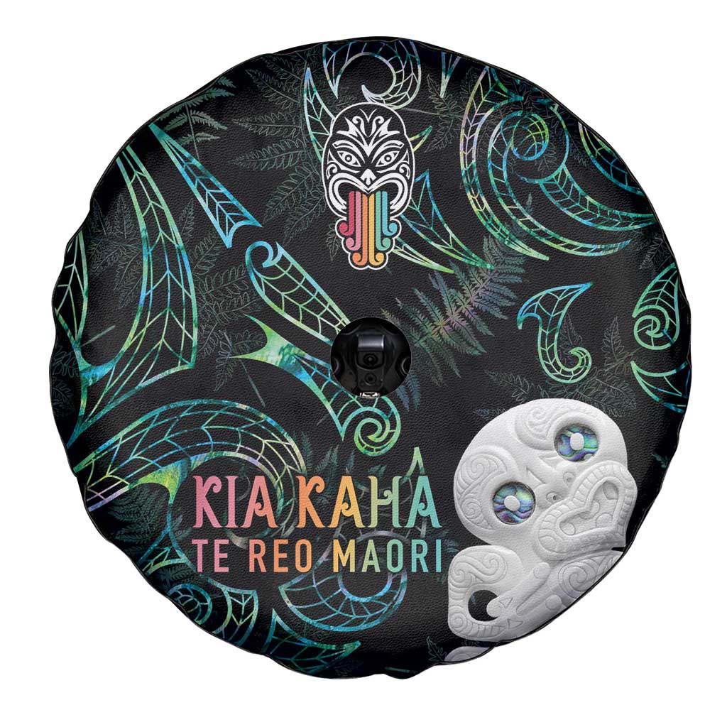 Kia Hara Te reo Maori Spare Tire Cover Manaia Moko Mix Paua Shell LT7 - Polynesian Pride