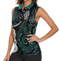 Kia Hara Te reo Maori Women Sleeveless Polo Shirt Manaia Moko Mix Paua Shell LT7 - Polynesian Pride