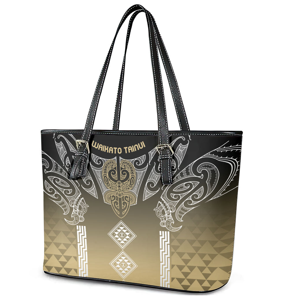 Aotearoa Maori Iwi Heritage Leather Tote Bag Waikato Tainui Parauri LT7 - Polynesian Pride