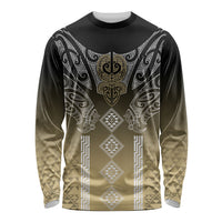 Aotearoa Maori Iwi Heritage Long Sleeve Shirt Waikato Tainui Parauri LT7 Unisex Earth Gold - Polynesian Pride