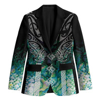 Aotearoa Maori Iwi Heritage Blazer Ngati Kahungunu Paua Shell Turquoise LT7 Unisex Green Blue - Polynesian Pride