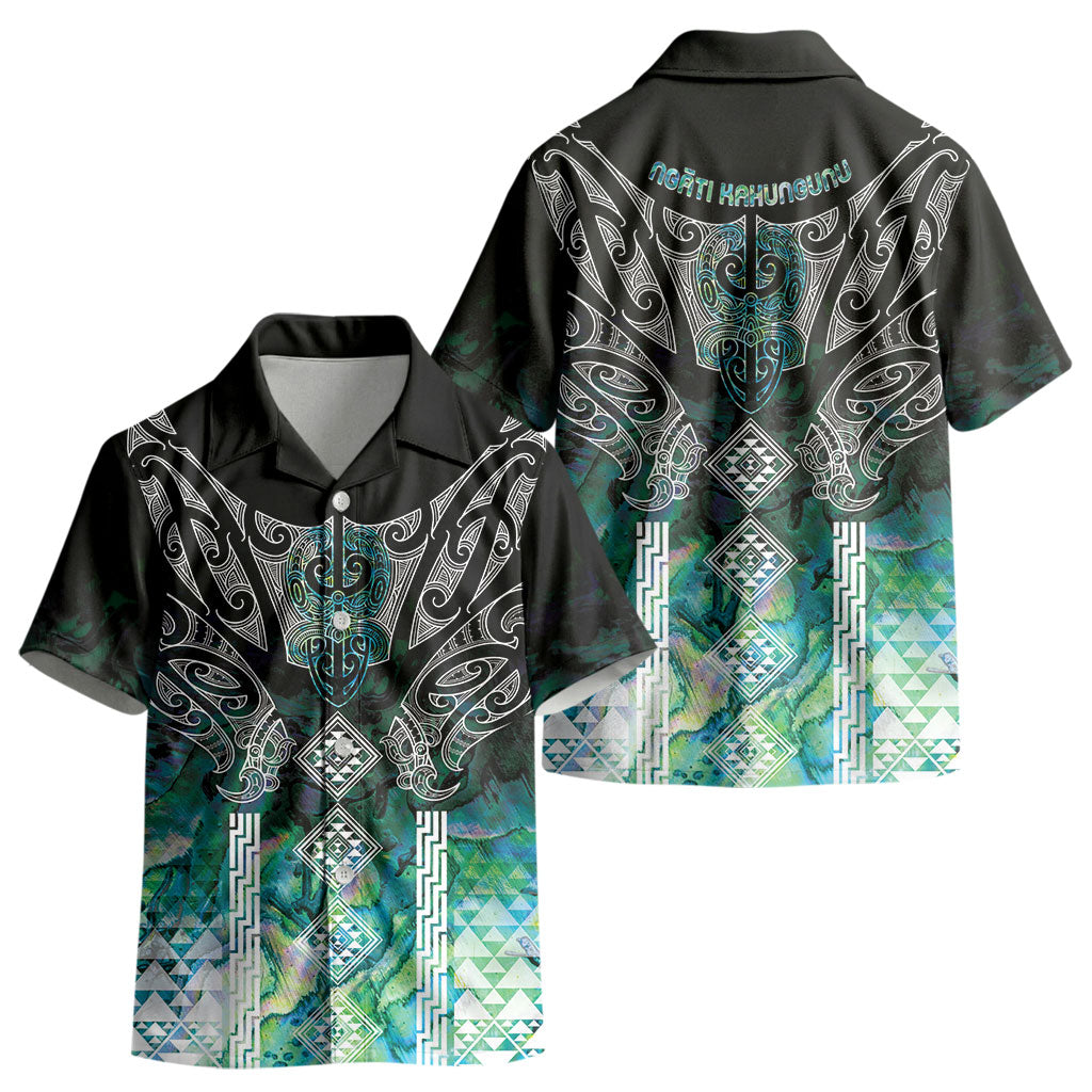 Aotearoa Maori Iwi Heritage Kid Hawaiian Shirt Ngati Kahungunu Paua Shell Turquoise LT7 - Polynesian Pride