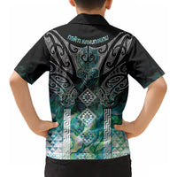 Aotearoa Maori Iwi Heritage Kid Hawaiian Shirt Ngati Kahungunu Paua Shell Turquoise LT7 - Polynesian Pride