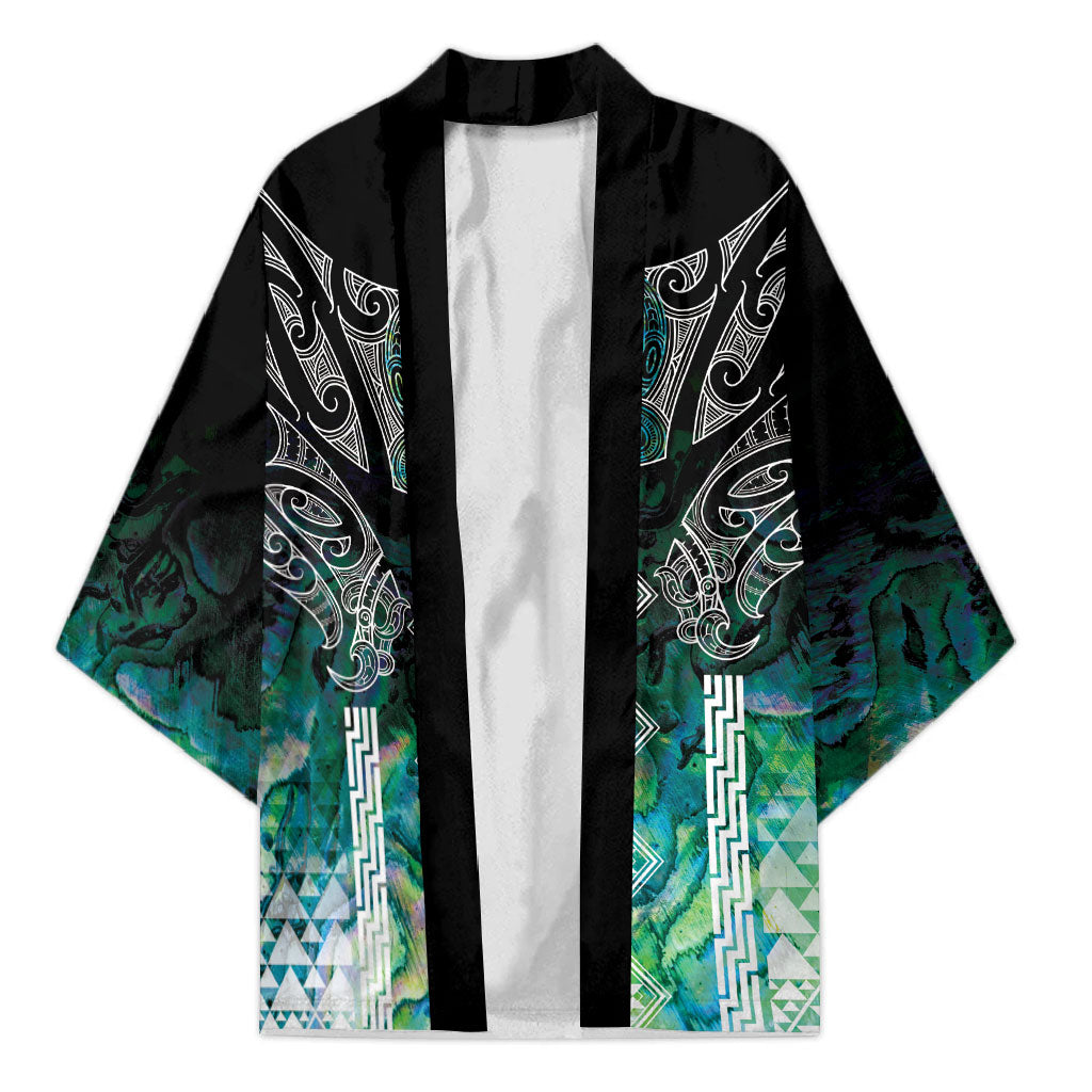 Aotearoa Maori Iwi Heritage Kimono Ngati Kahungunu Paua Shell Turquoise LT7 Unisex Green Blue - Polynesian Pride