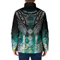 Aotearoa Maori Iwi Heritage Padded Jacket Ngati Kahungunu Paua Shell Turquoise LT7 - Polynesian Pride