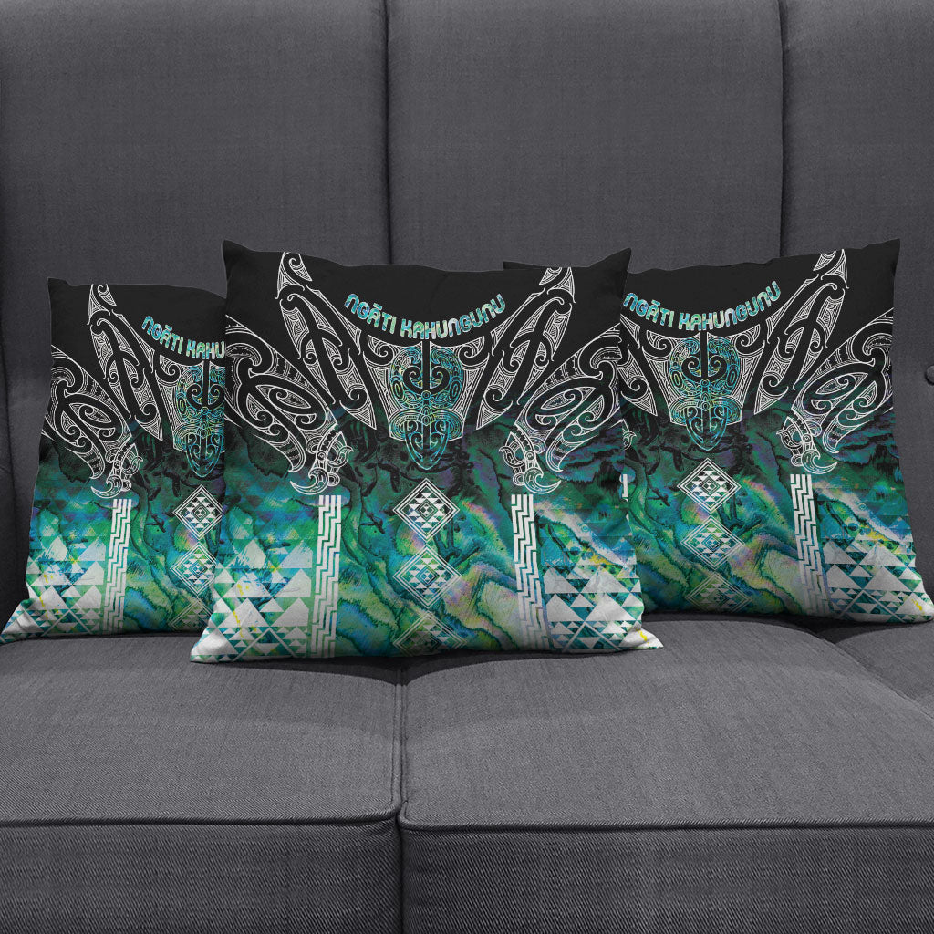 Aotearoa Maori Iwi Heritage Pillow Cover Ngati Kahungunu Paua Shell Turquoise LT7 - Polynesian Pride